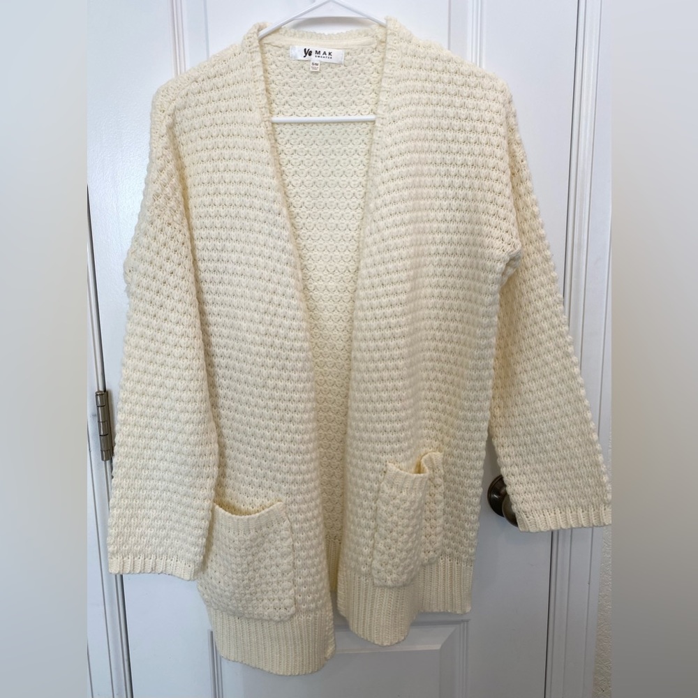 Cream Crocheted Cardigan